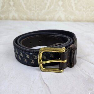 Vineyard Vines Sz 36 Men’s Heavy Canvas Woven Belt Knights Graphic Gold Hardware